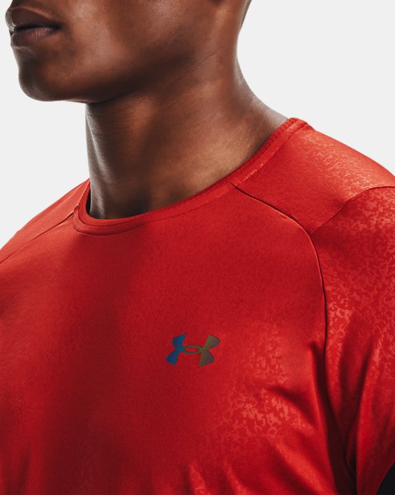 Men's UA RUSH™ HeatGear® 2.0 Emboss Short Sleeve, Orange, pdpMainDesktop image number 4